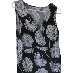 Motherhood Maternity Sleeveless Long Dress Womens Medium Black Floral‎ V Neck